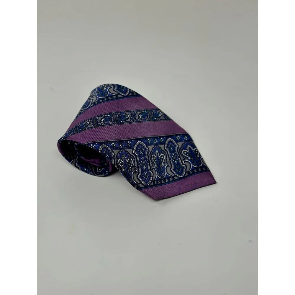 Vintage Christian Dior Monsieur Multi Color Geometric Medallion Silk Tie USA‎